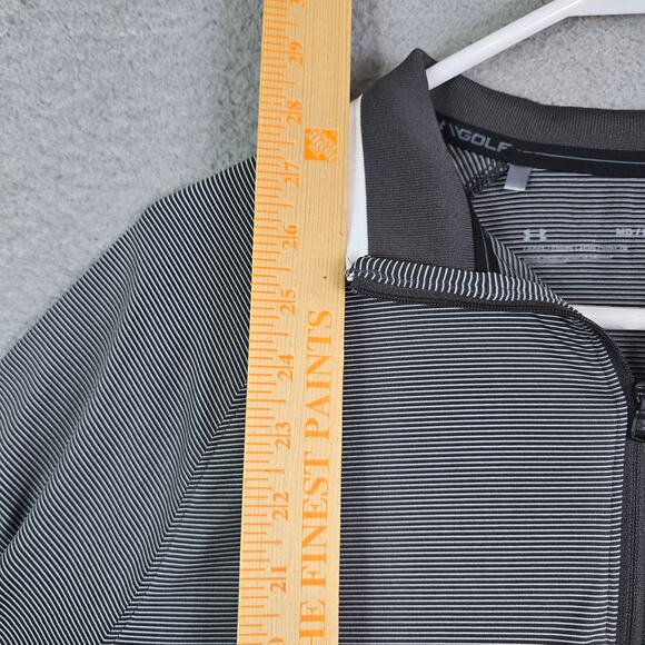 Under Armour Golf Loose 1/4 Zip Jacket Men's Medium Gray Striped Lightweight - Picture 5 of 6